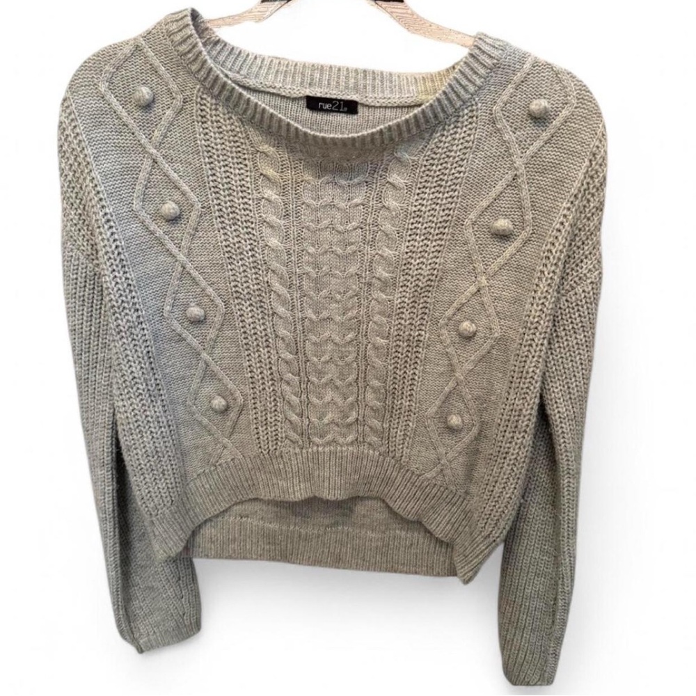 New Look Light Gray Textured Knit Sweater